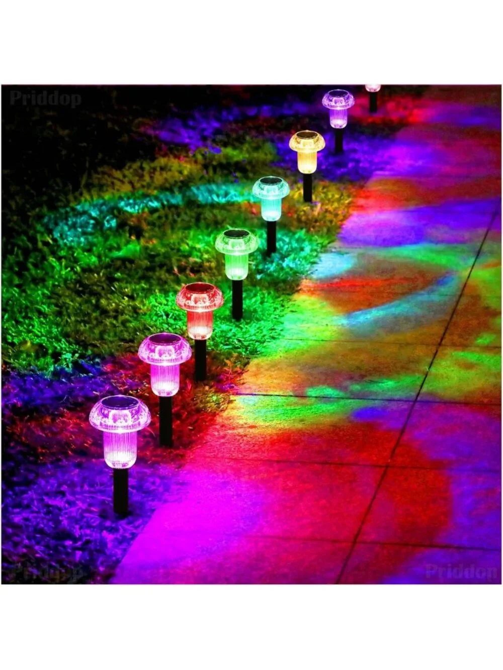 Color Changing LED Solar Christmas Lights - Waterproof Outdoor 8 Pack Decor